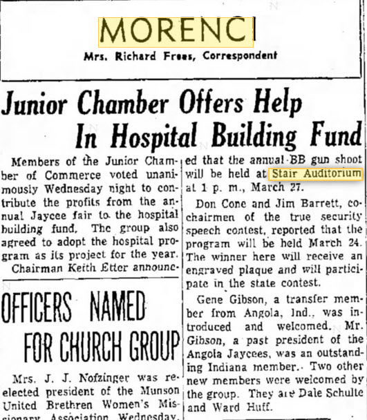 Stair Auditorium - 11 Mar 1960 Article